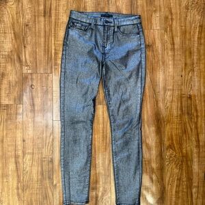 7 For All Mankind Womens Gray Silver Shimmer Sparkle Skinny Jean Size 26